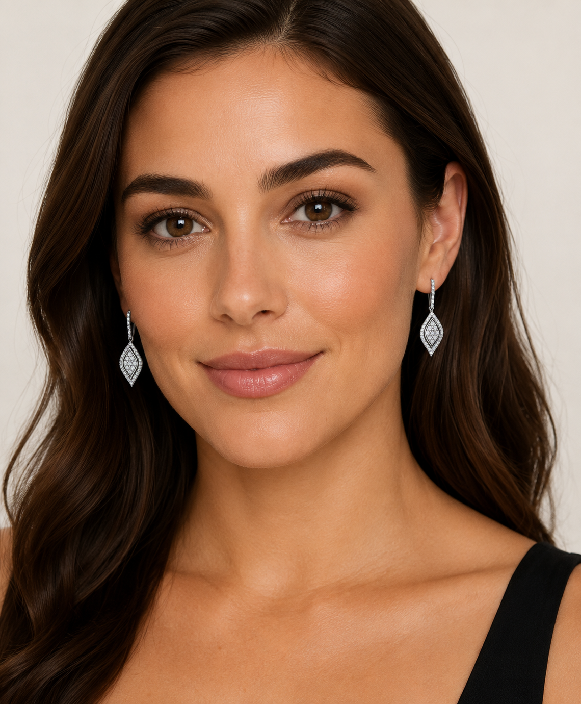 18ct White Gold Diamond Cluster Drop Earrings White Gold Marquise Bridal