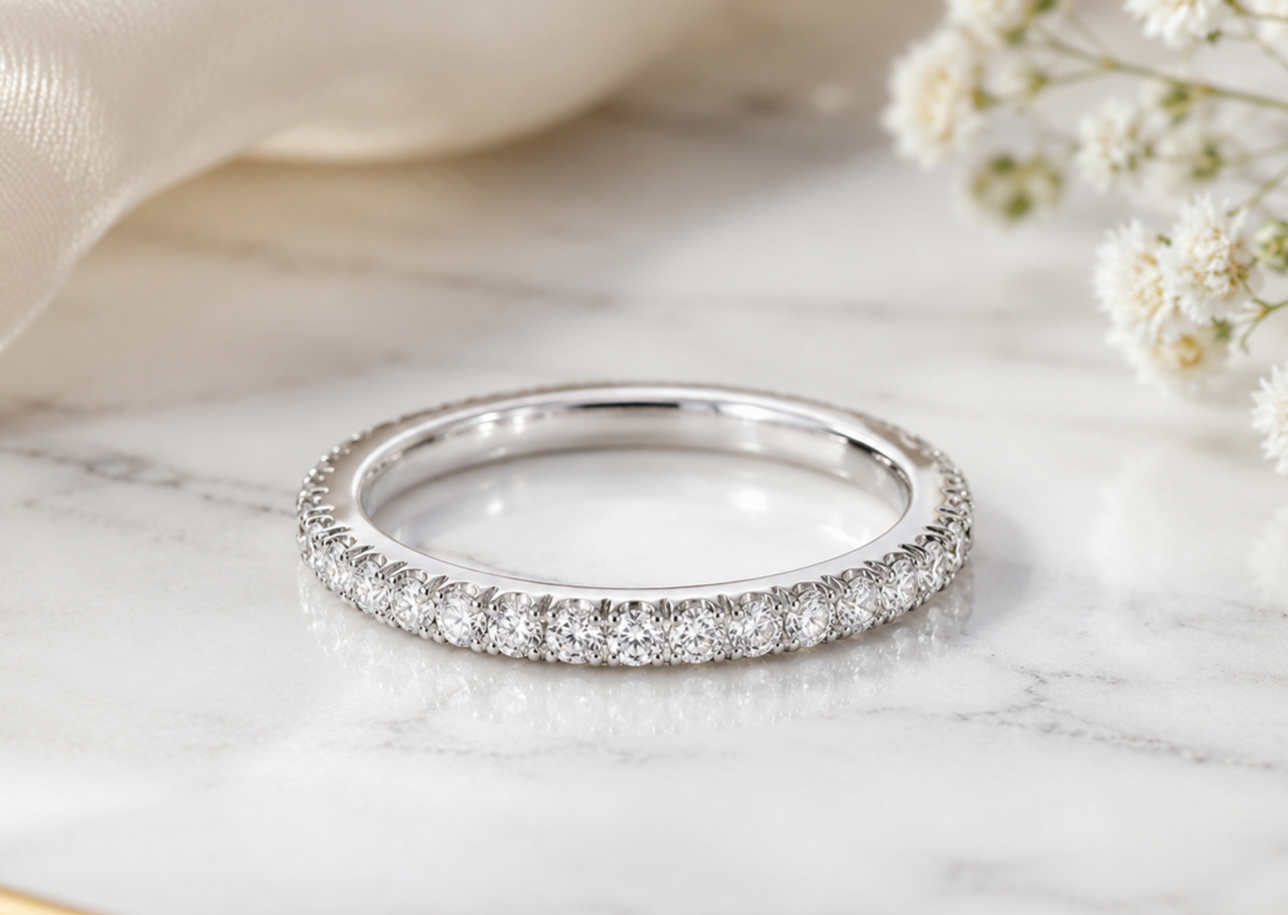 Full Eternity Band in Sterling Silver - Timeless Elegance & Brilliant Sparkle