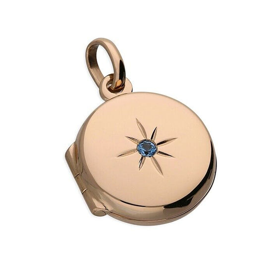 December Birthstone Silver Locket 18ct Rose Gold Plated 925 Hallmark 18" Chain