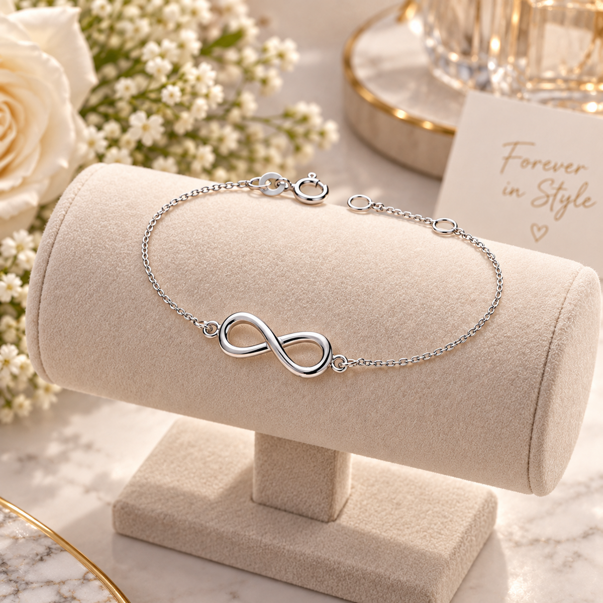 Sterling Silver Infinity Knot Bracelet – Elegant Romantic Gift for Her