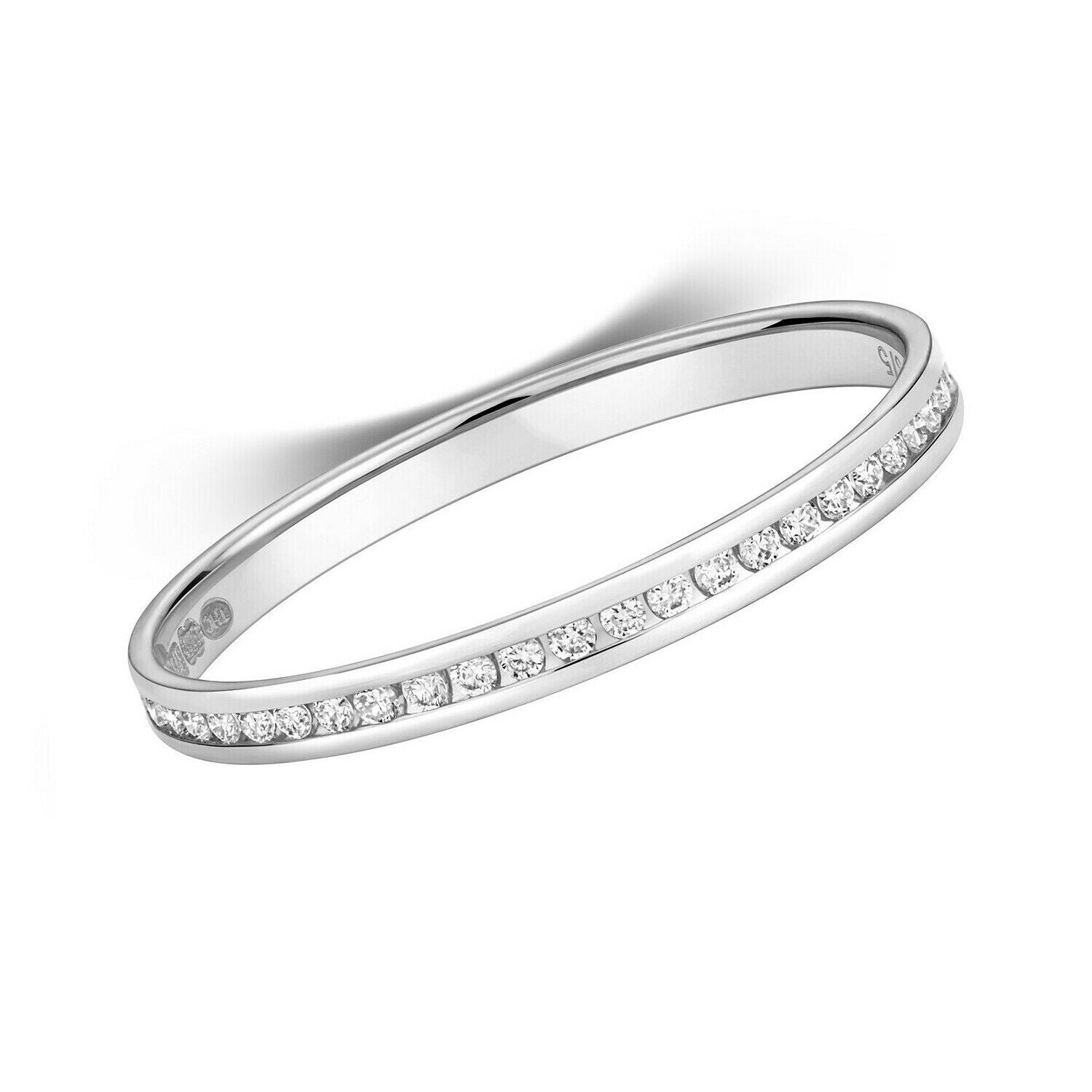 Real Diamond Eternity Ring Solid White Gold Anniversary 2mm Band Size J - Q