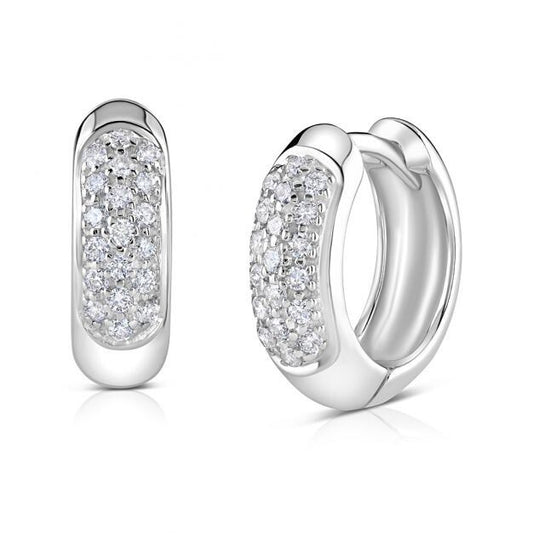 9ct White Gold 0.50ct Diamond Huggie Hoop Earrings - 17mm
