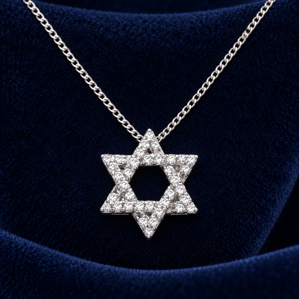 Star of David Diamond Pendant Necklace 18" Chain Real Diamonds