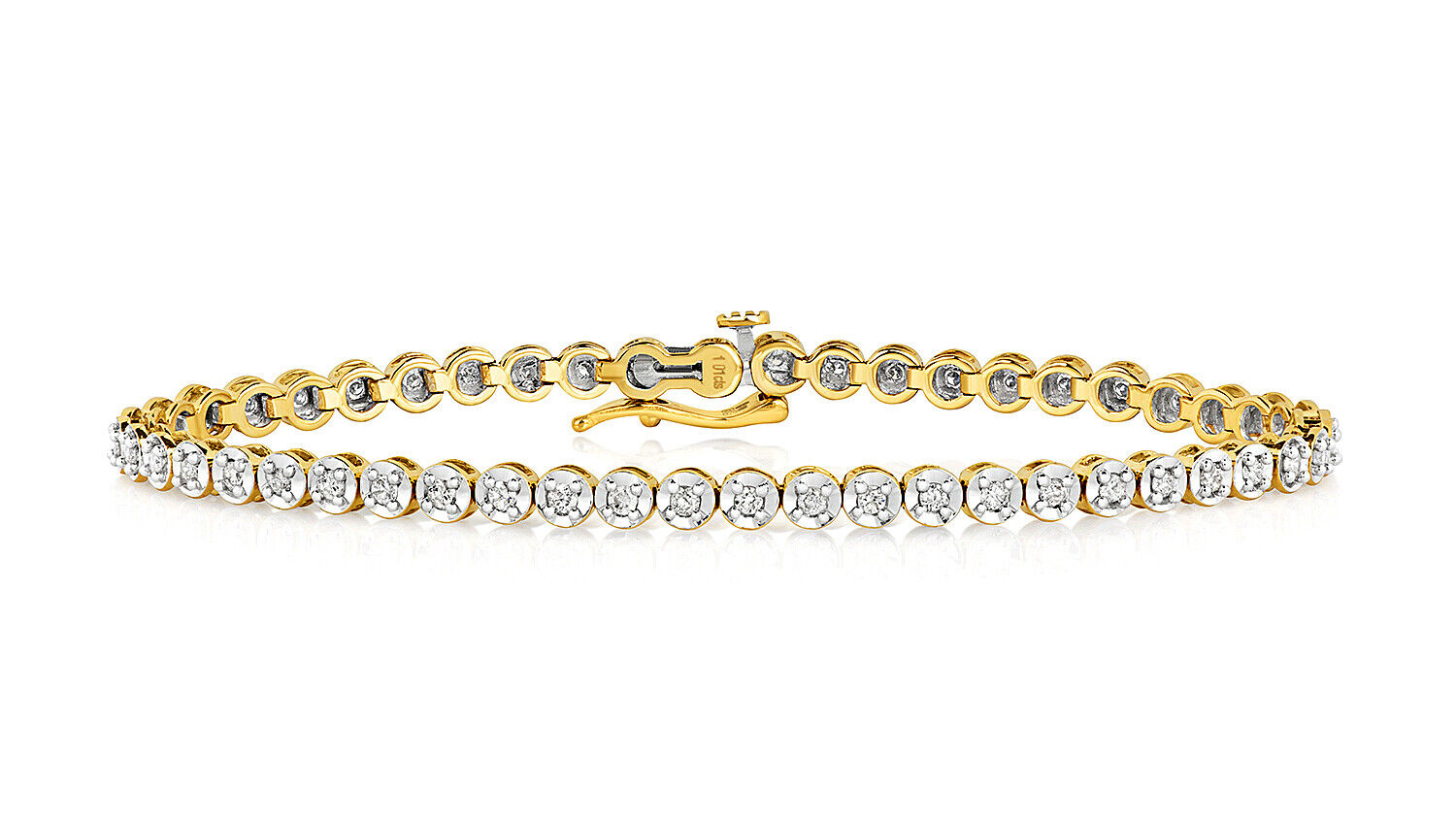 9ct Yellow Gold Diamond Tennis Bracelet 1.00ctw