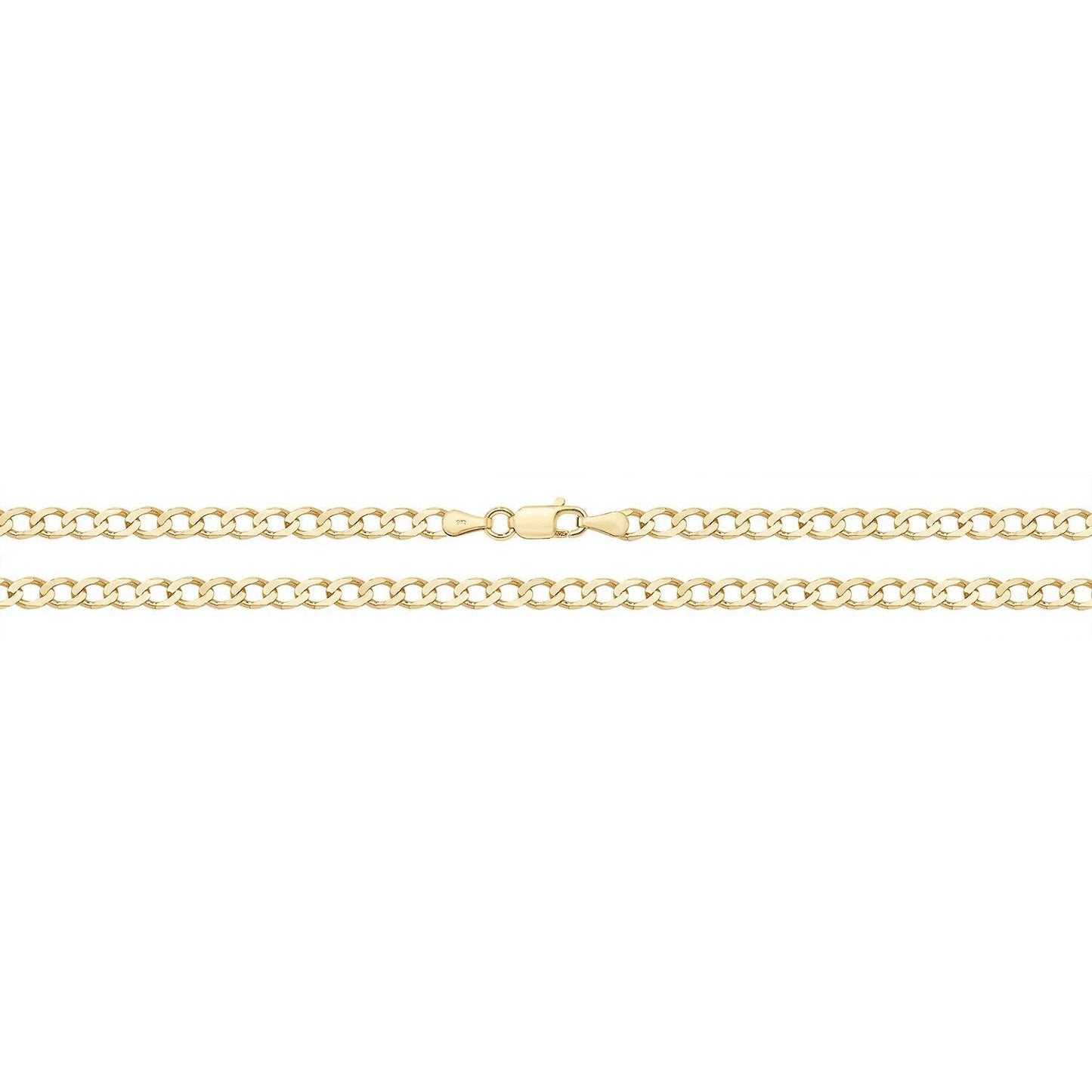 9ct Yellow Gold Curb Chain 24" Mens Gents 4mm Wide Hallmark British 10 Grams New