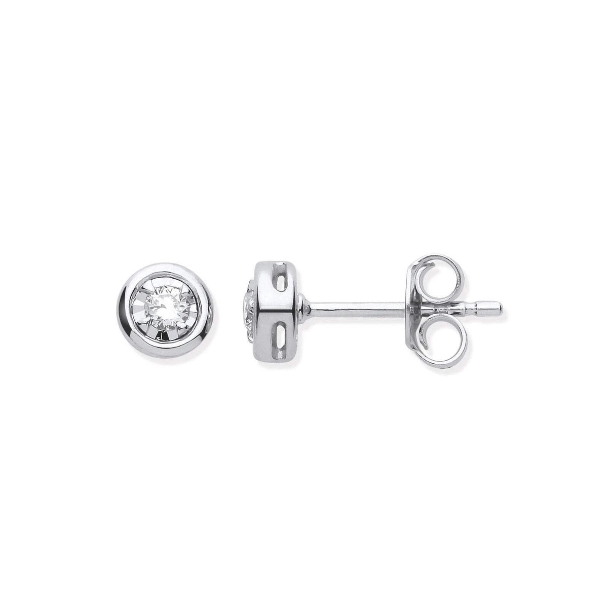 Real Diamond Solitaire Earrings 9ct White Gold 5.3mm Diameter 0.10ctw Diamonds