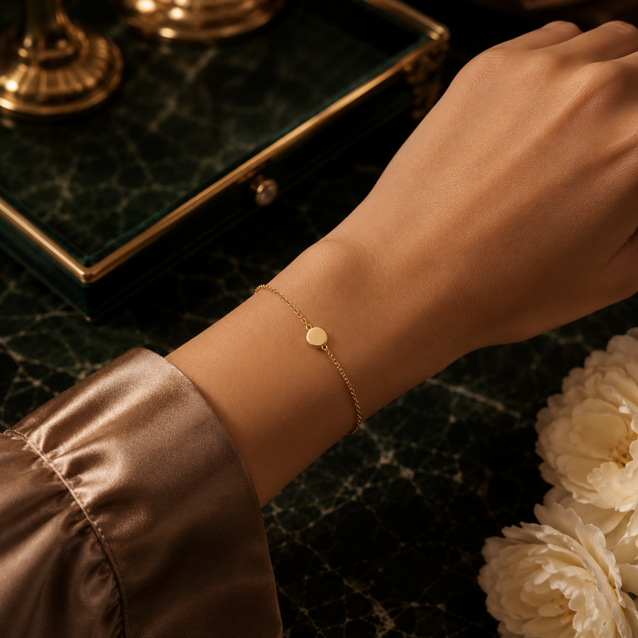 Timeless Gold Disc Bracelet 9ct Yellow Gold 375 Hallmark 19cm
