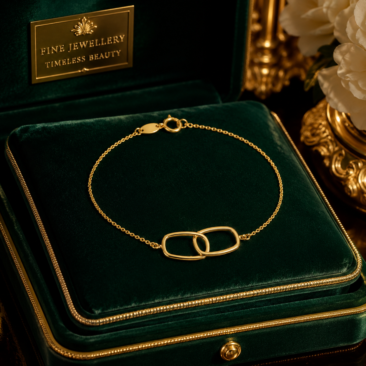 Yellow Gold Interlocking Oval Link Chain Bracelet 375 Hallmark 19cm