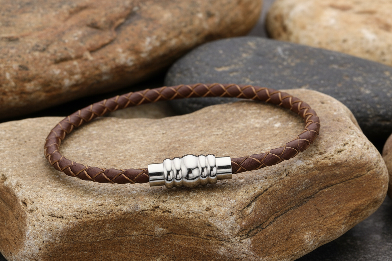 Fred Bennett Skinny Leather Bracelet With Magnetic Clasp 21cm B4727