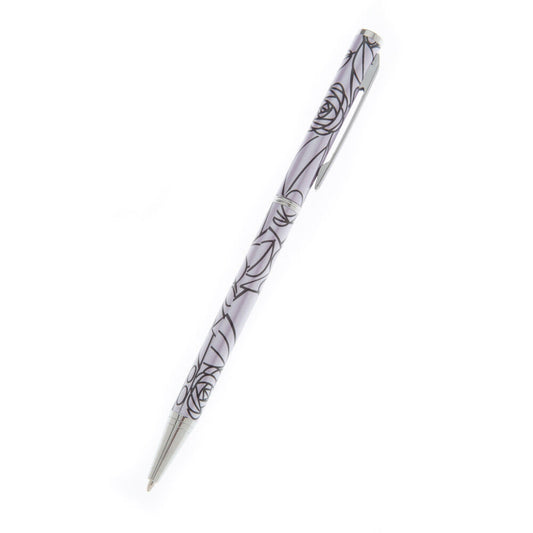 Mackintosh Ballpoint Pen Silver Plated Rose Leaf Lilac Black Ink Brand New Boxed