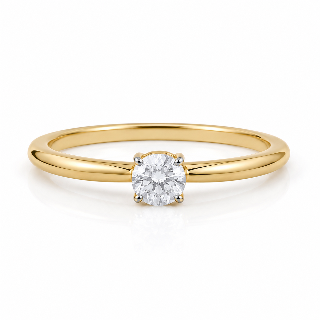 18ct Gold 5mm Solitaire Engagement Ring on Solid Sterling Silver 925 Size J - U