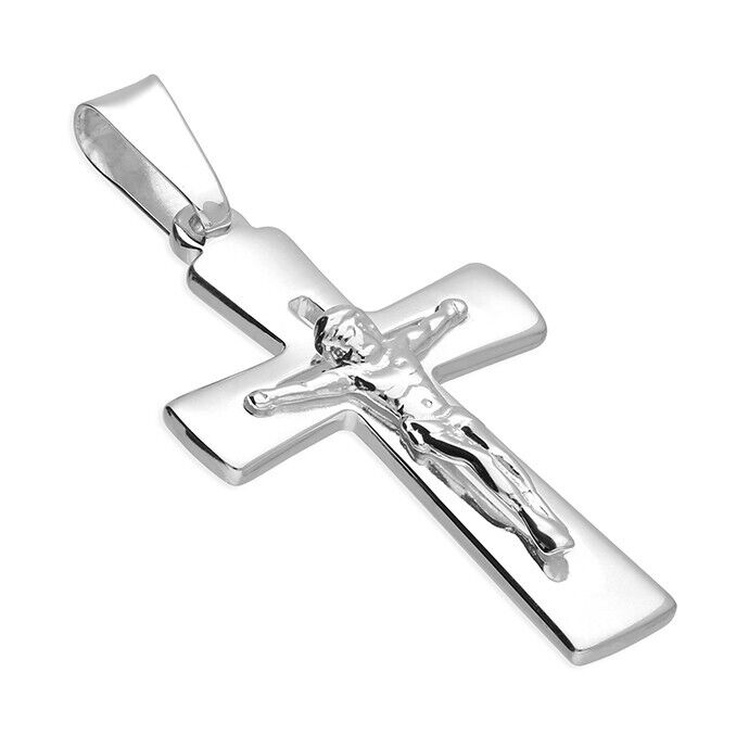 Plain Crucifix Pendant Cross Pendant Sterling Silver Cross 44 x  21mm