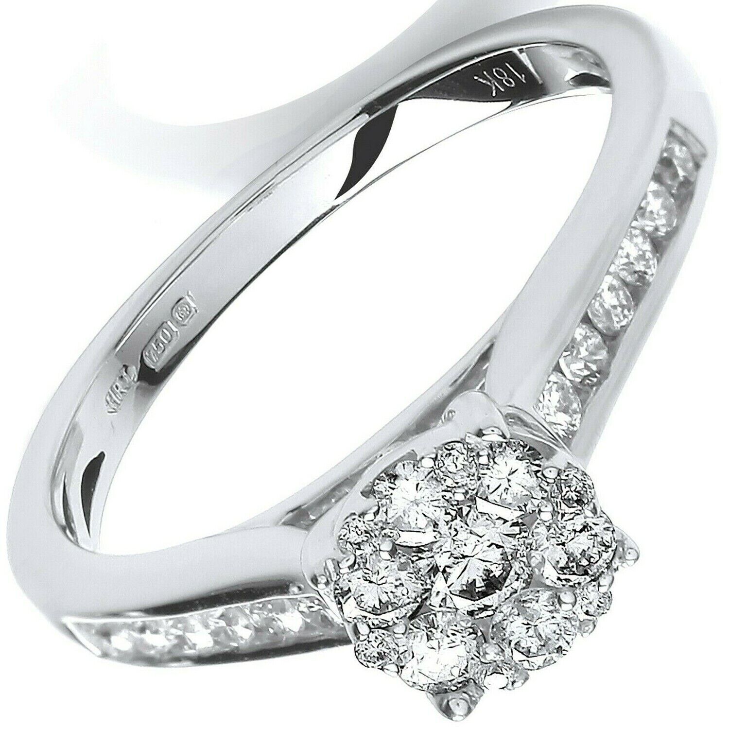 Real Diamond Ring 18ct White Gold 0.50 Carat Weight of Diamonds