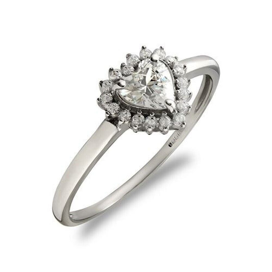 9ct White Gold Ladies Heart Cluster Ring Engagement Fully Hallmarked