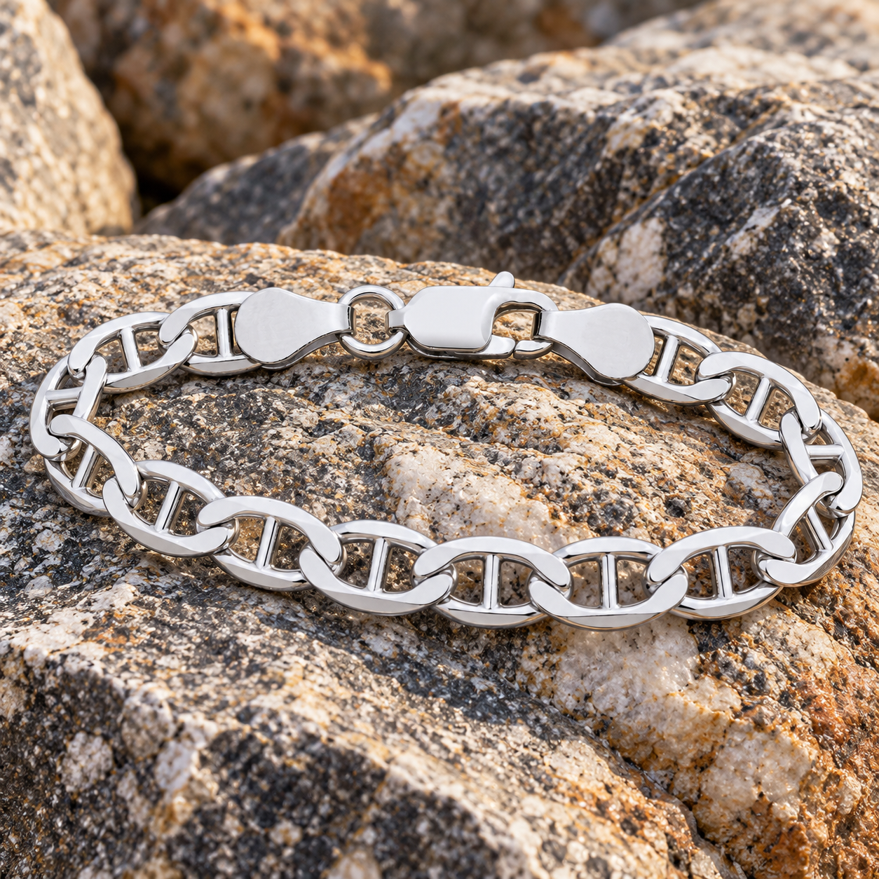 Men's Anchor Mariner Bracelet Solid Sterling Silver British Made Hallmarked 8"