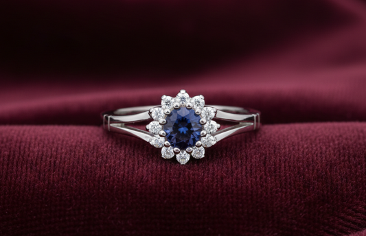 Sterling Silver Tanzanite Ring Oval Cluster Engagement 925 Hallmark Size K-S