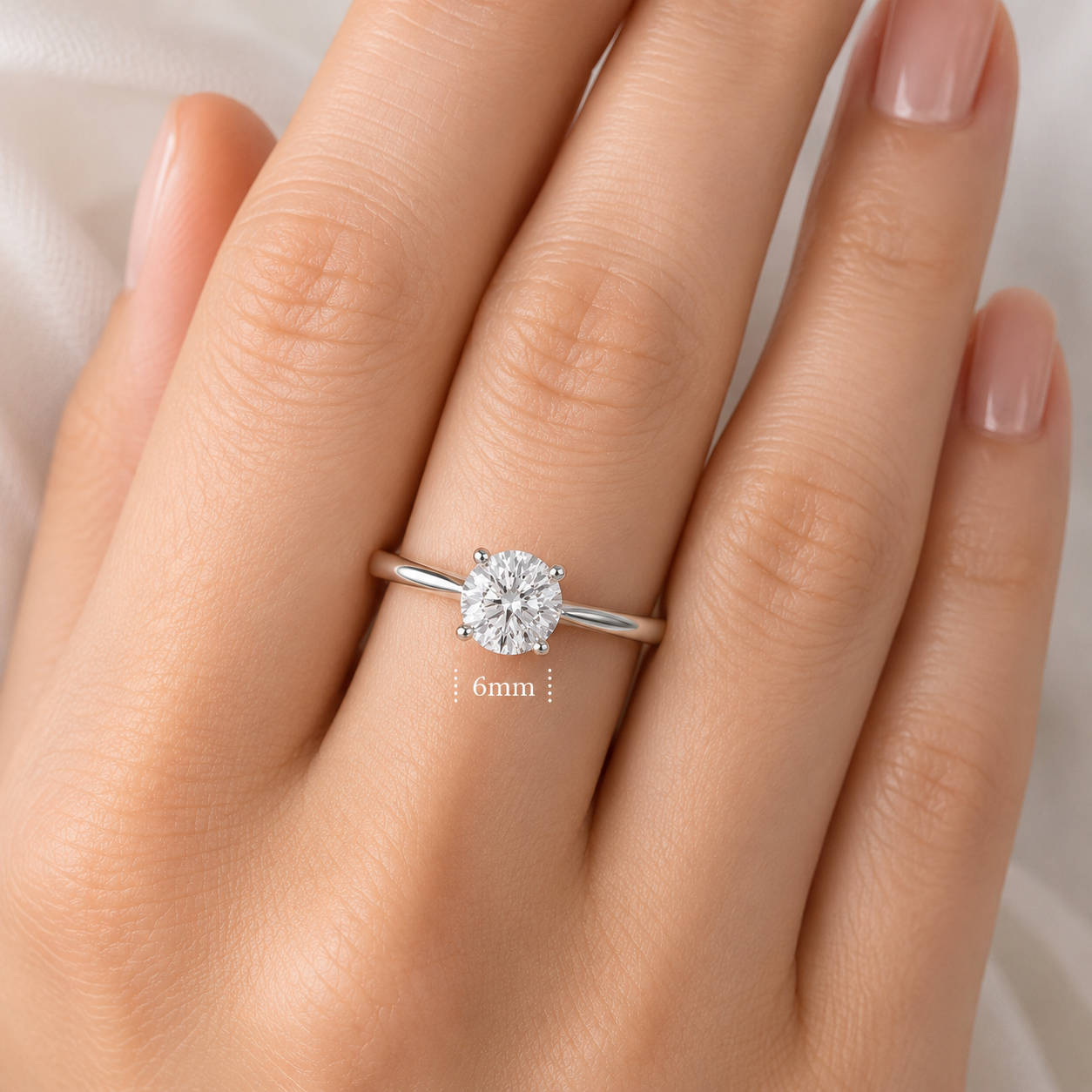 6mm Solitaire Engagement Ring Solid Sterling Silver 925 Size K-S