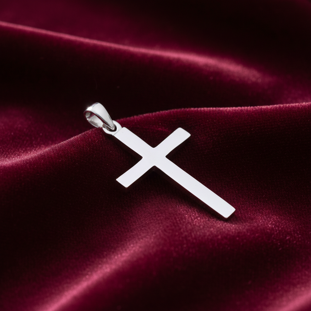 Large Heavy Plain Cross Pendant Solid Sterling Silver 925 Hallmark 50mm