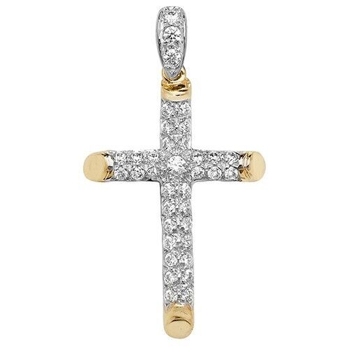 Sparkling 9ct Yellow Gold Cross Pendant Large 34 x 24mm Christianity Christening