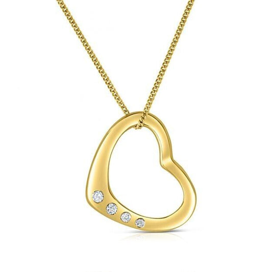 9ct Yellow Gold 0.07ct Diamond Heart Pendant