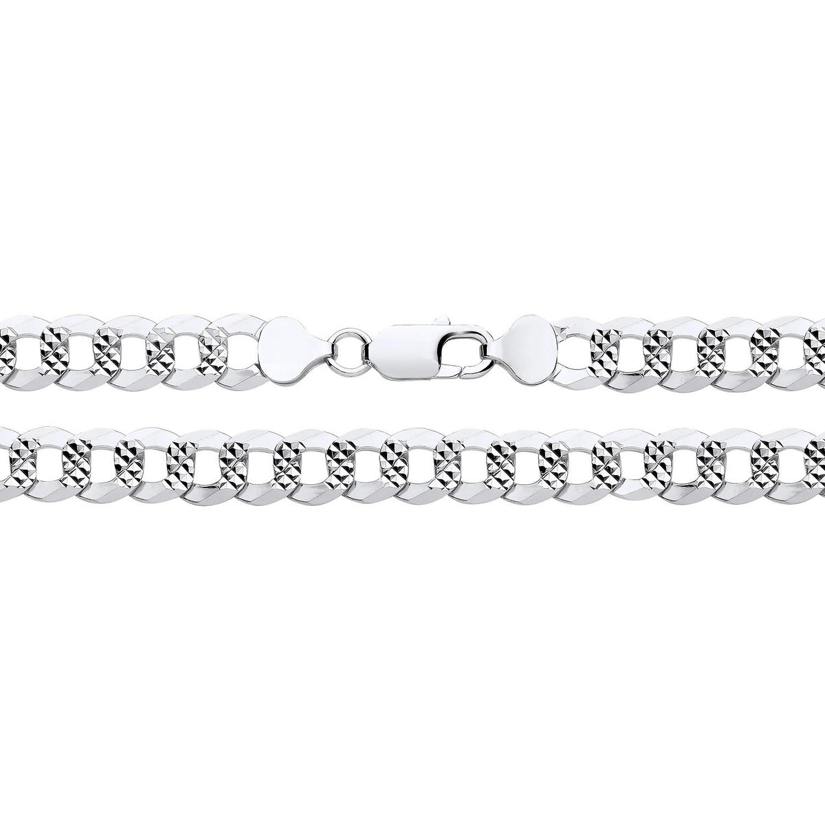 Men's Flat Patterned Curb Bracelet Sterling Silver 8" Hallmarked 9mm Wide