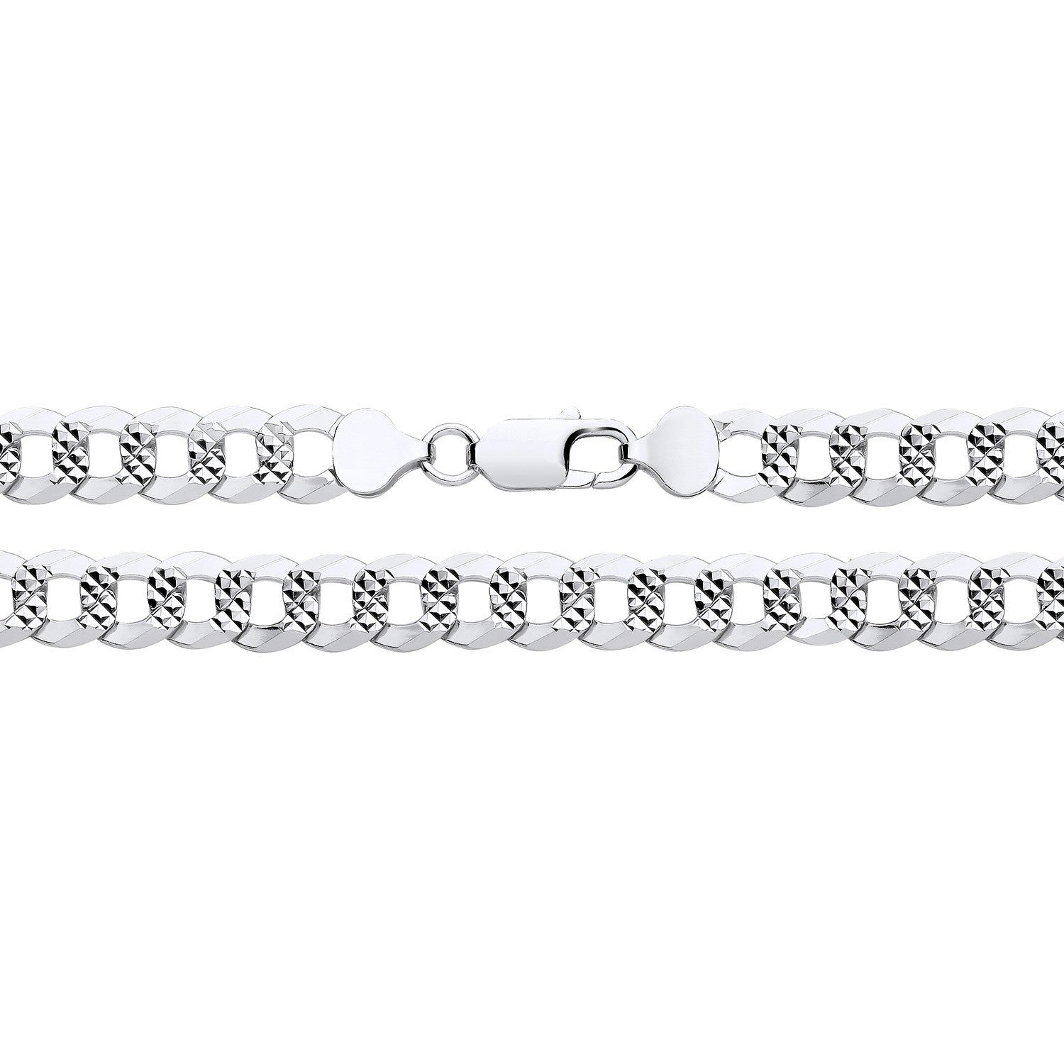 Men's Flat Patterned Curb Bracelet Sterling Silver 8" Hallmarked 9mm Wide