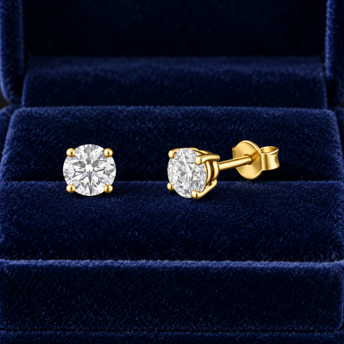 Mined Diamond Solitaire Earrings 18ct Yellow Gold 0.50ctw Premium Real Diamonds