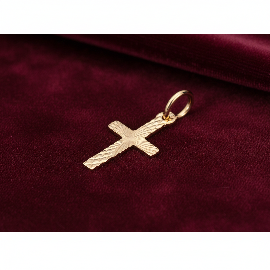 18ct Gold Cross Pendant on Solid Sterling Silver 925 Hallmark 27mm