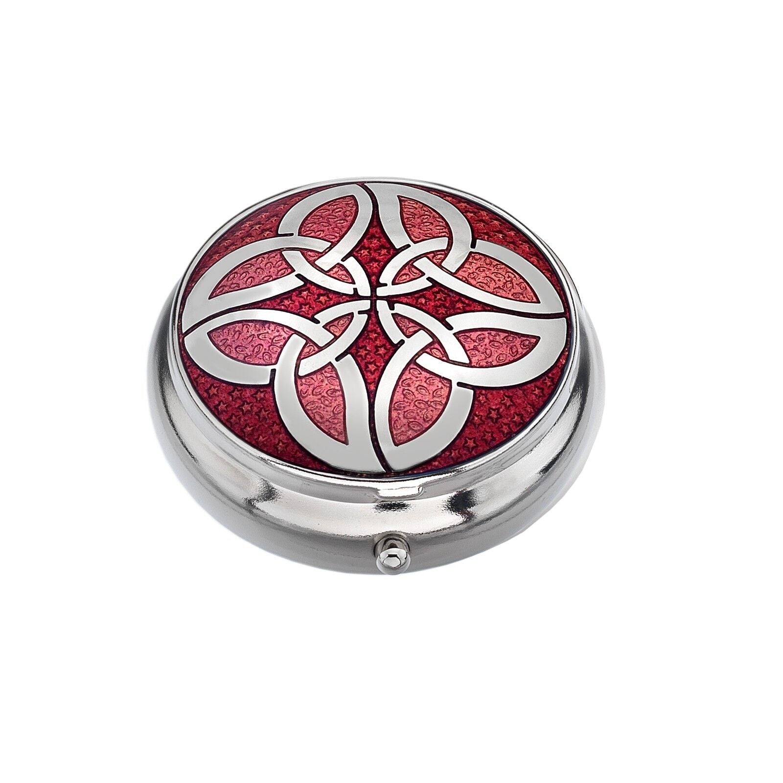 Pillbox Silver Plated Celtic Knot Circles Red Brand New and Boxed