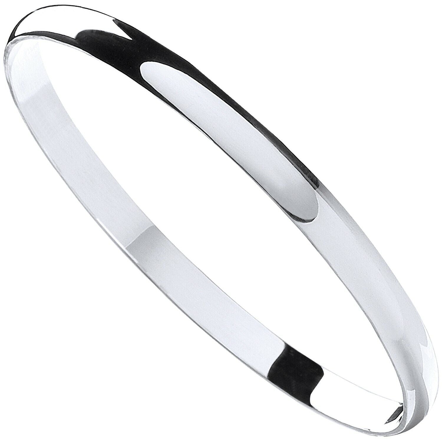 Solid Sterling Silver 6mm D - Shaped Slave Bangle