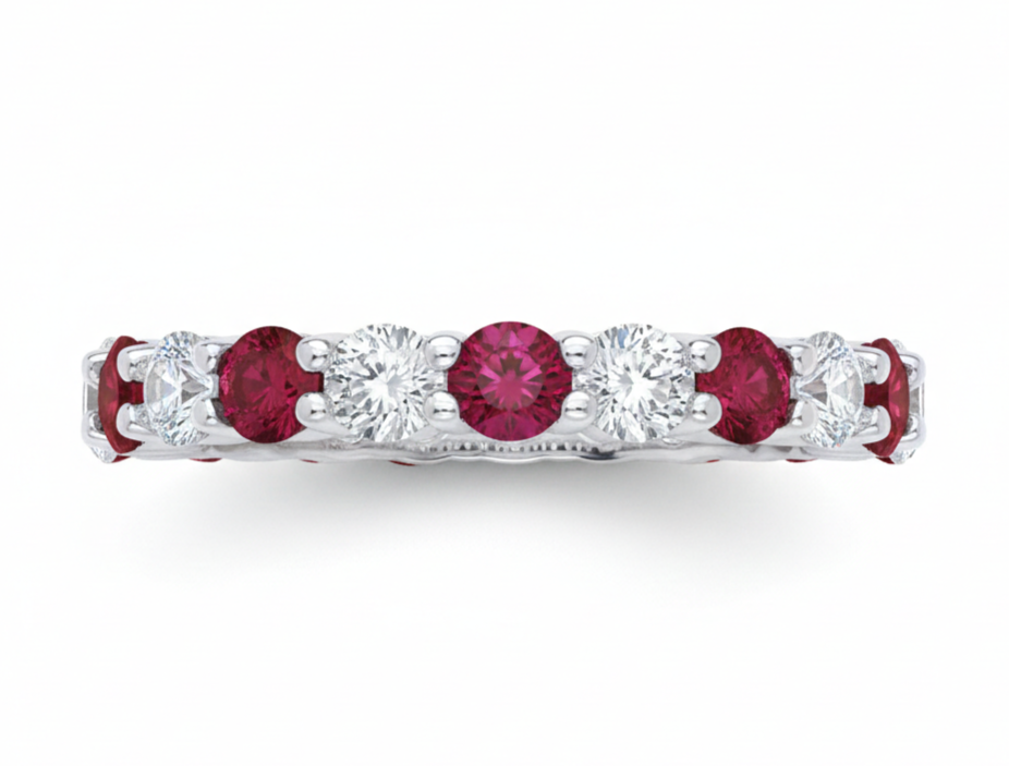 Sterling Silver Ruby Full Eternity Ring 3mm Band 925 Hallmark Size K - S