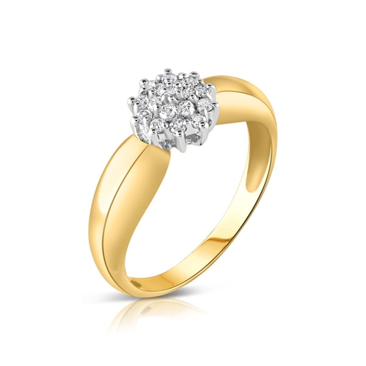 Real Diamond Ring Solid Yellow Gold Cluster Engagement