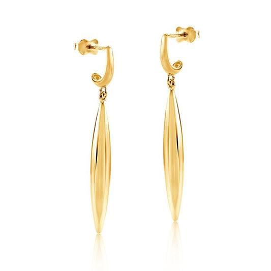 Modern Drop Earrings 9ct Yellow Gold 48mm Drops Hallmarked