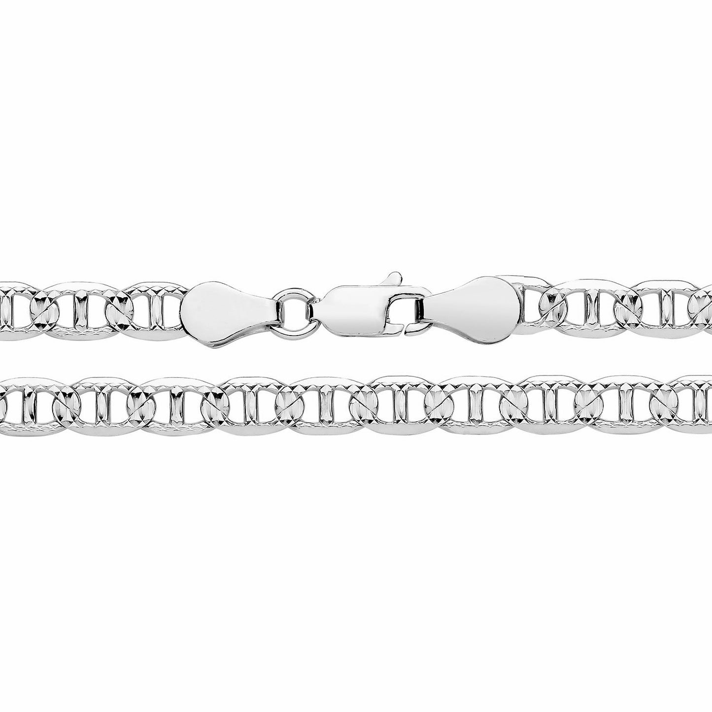 Men's Anchor Mariner Bracelet Solid Silver Diamond Cut Hallmarked 6.5mm Wide 8"