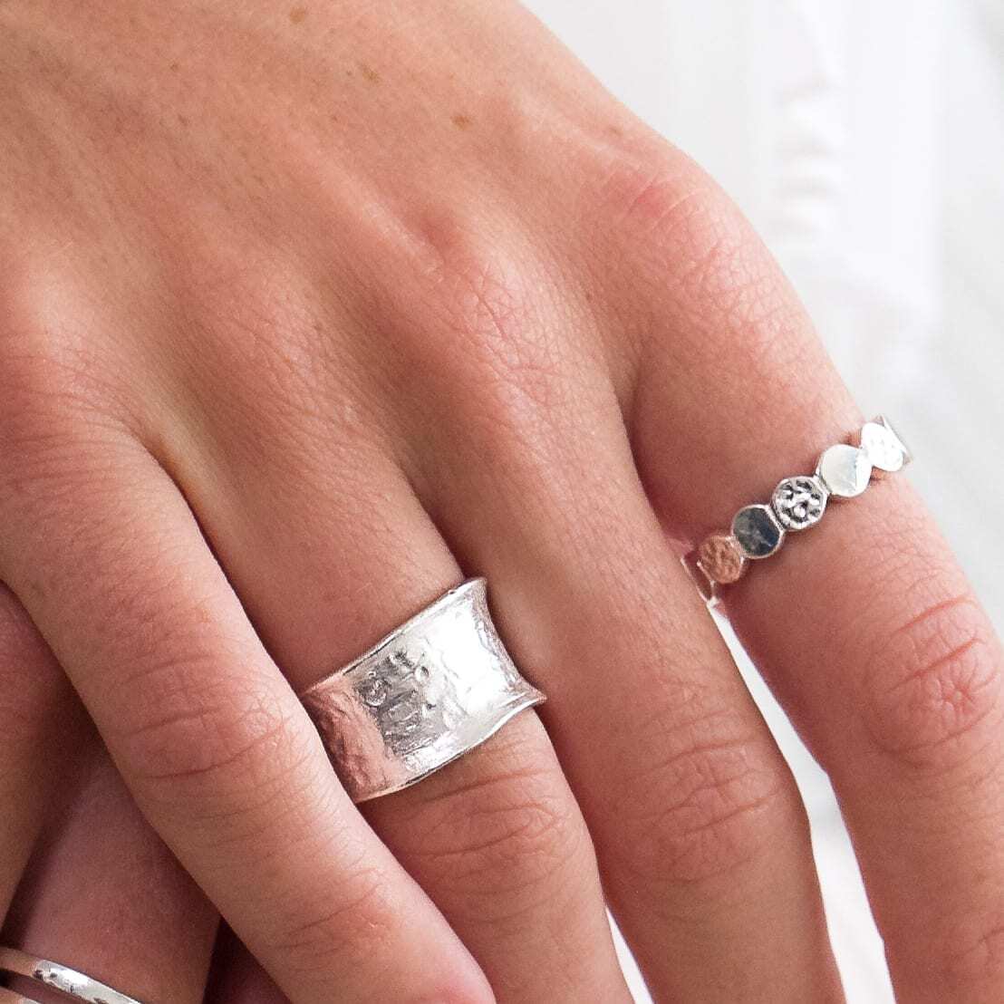 Sterling Silver Pebble Texture Ring Sterling Hallmarked Size J-S Brand New Gift