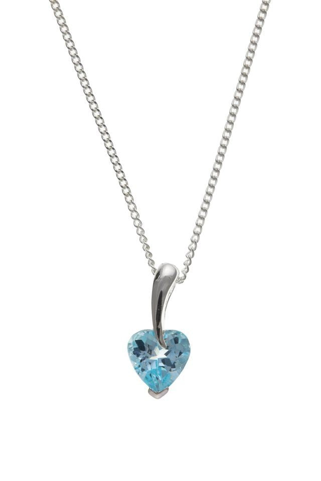 Real Blue Topaz Heart Matching Set Pendant and Earrings Solid Sterling Silver