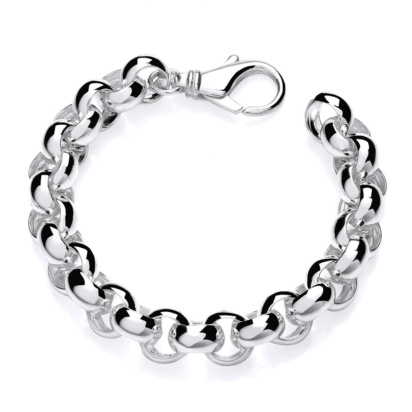 Gents Heavy Belcher Bracelet Solid Silver 8.75" Length British Made Hallmarked