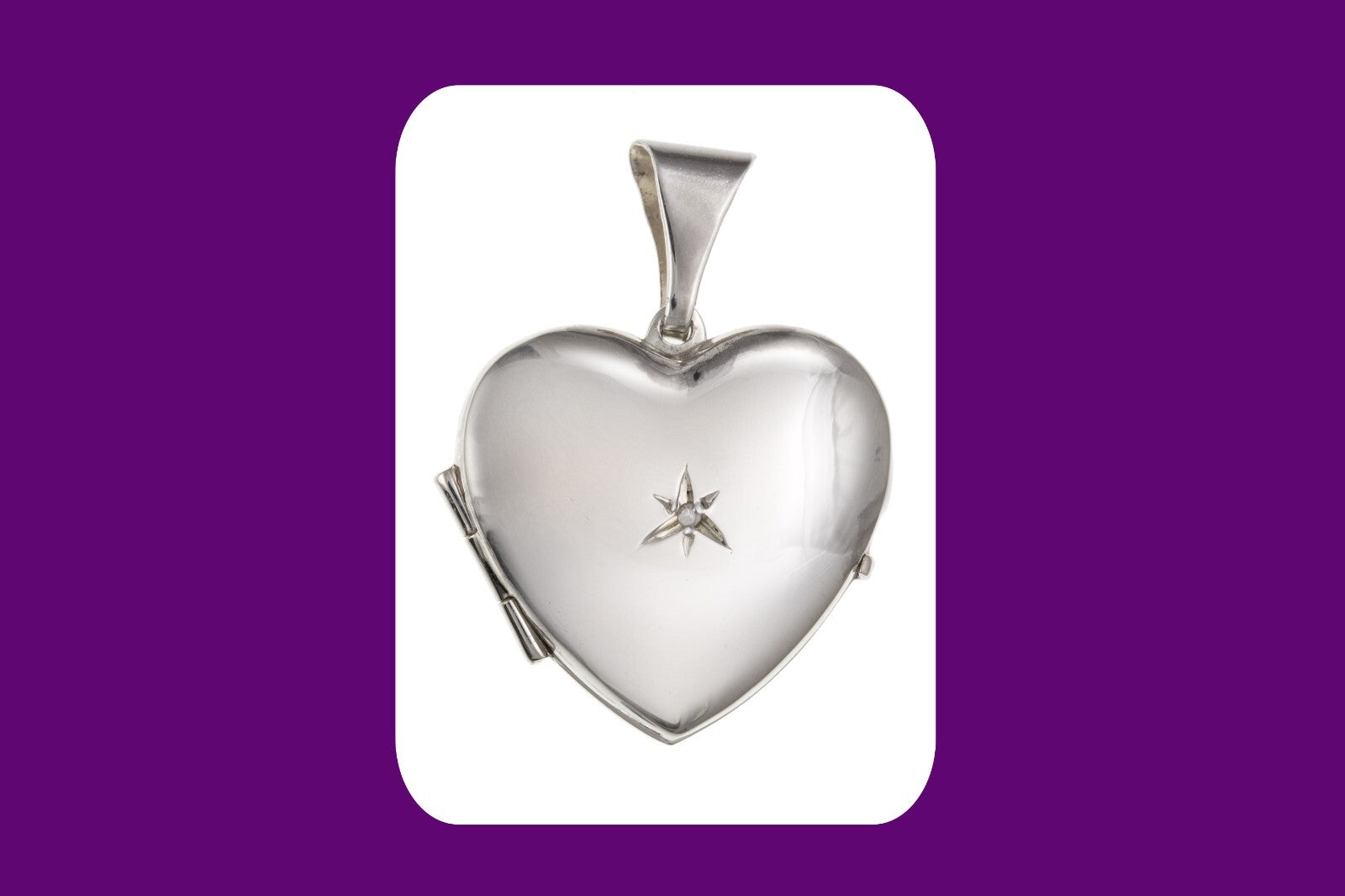 Real Diamond Heart Locket Solid Sterling Silver 925 Hallmark 20mm