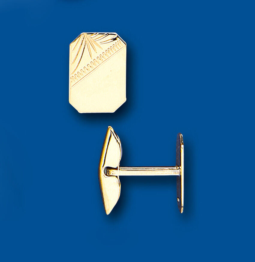 Gold Cufflinks Solid Yellow Gold Rectangular British Made Hallmarked