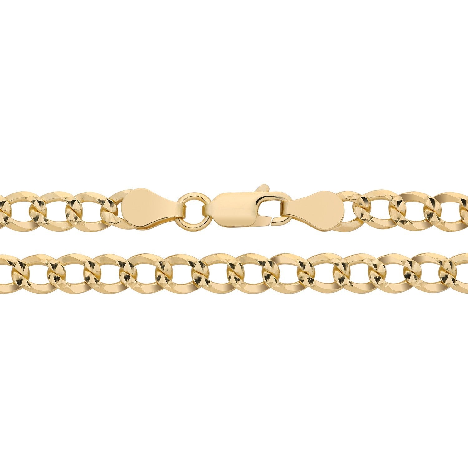 18ct Gold Curb Chain on Solid Silver 22"  5.2mm Wide British Made Hallmarked