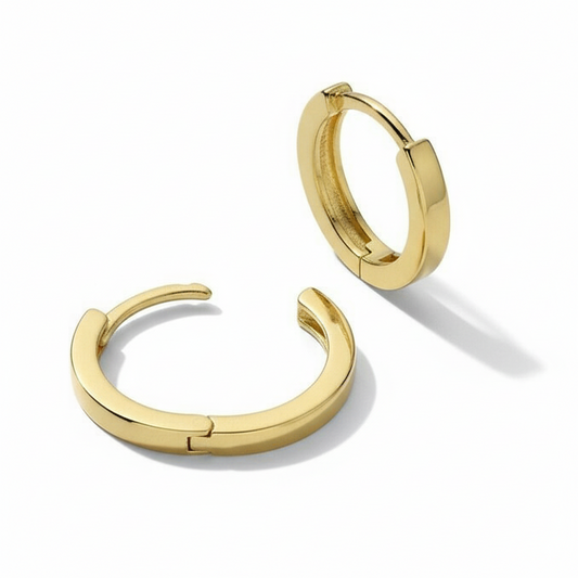 Men's Hoop Earring 12mm Gold Plated Huggie Hoop Single Earring Solid 925 Silver