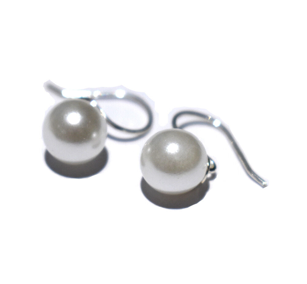 Pearl Drop Earrings Sterling Silver Simple Drops