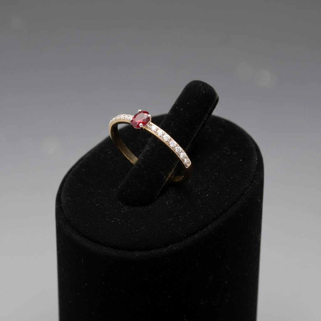 18ct Gold Ruby Oval Solitaire Ring on Sterling Silver 925 Hallmark Sizes K - S