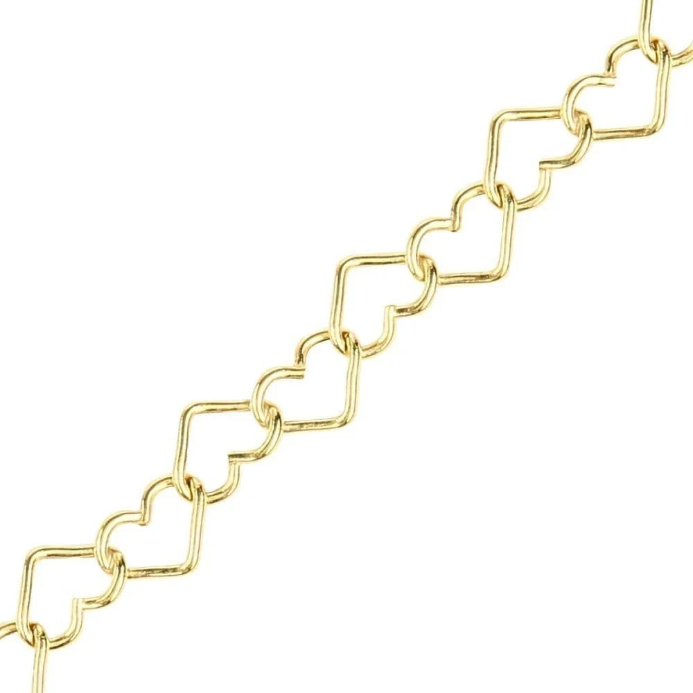 Elegant Heart-Shaped Link Gold Bracelet 9ct Yellow Gold 375 Hallmark 19cm