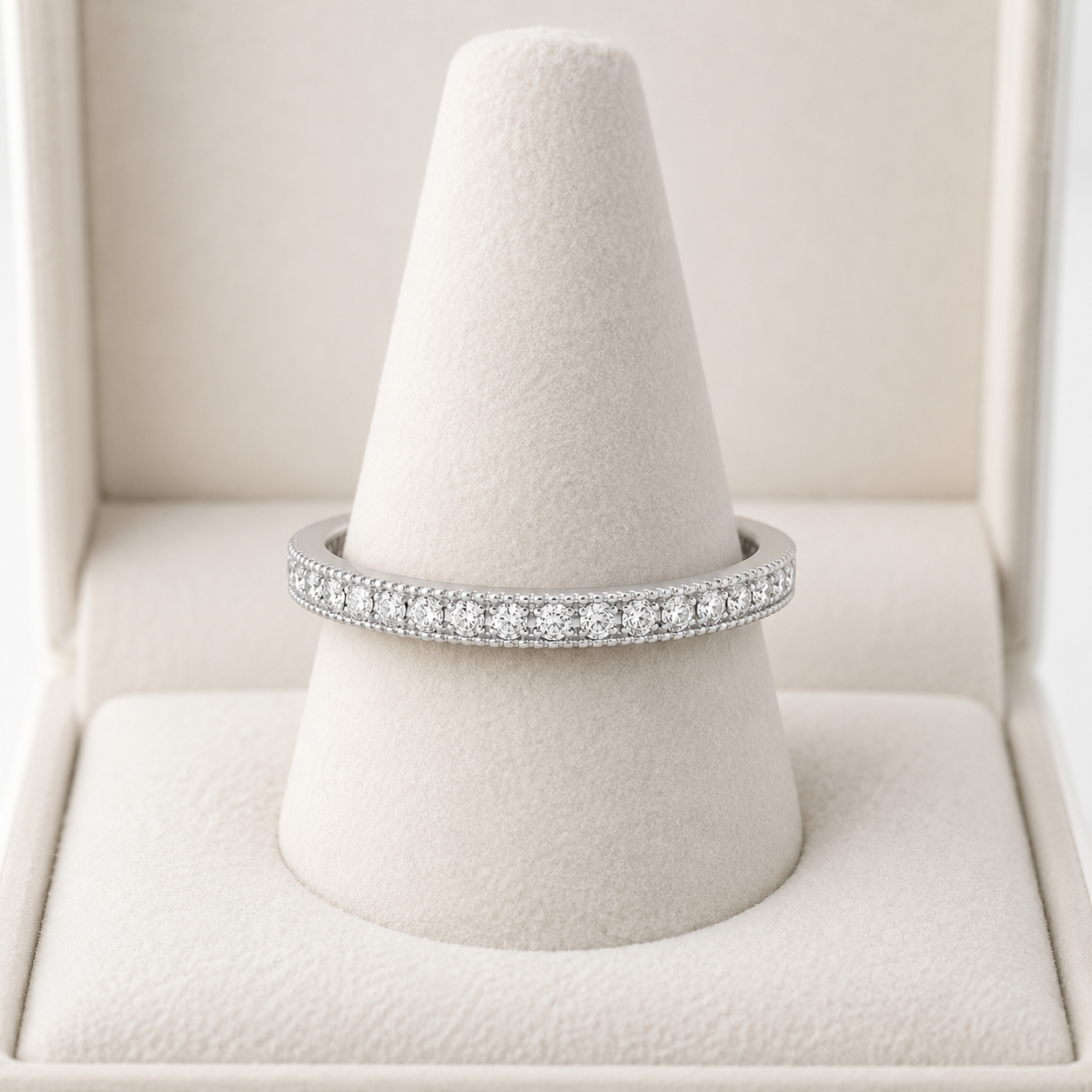 Sterling Silver Full Eternity 3mm Millgrain Band Ring 925 Hallmark