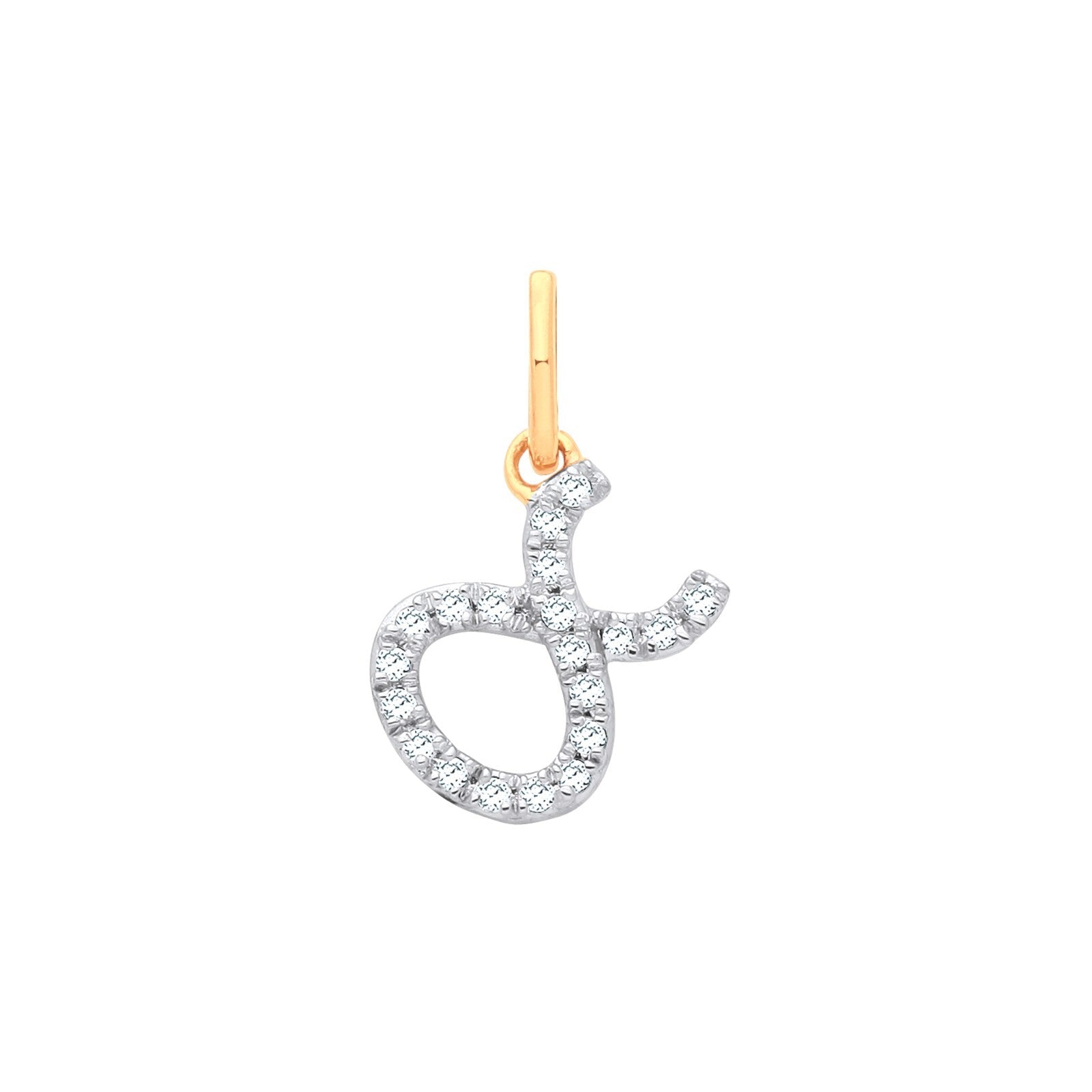 9ct Yellow Gold Taurus Zodiac 0.10ct Pendant Made in London