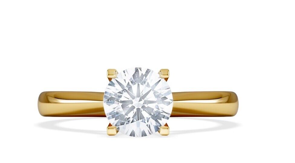 9ct Yellow Gold 1.00ct Round Brilliant Cut Solitaire Wed Fit Lab Grown Diamond