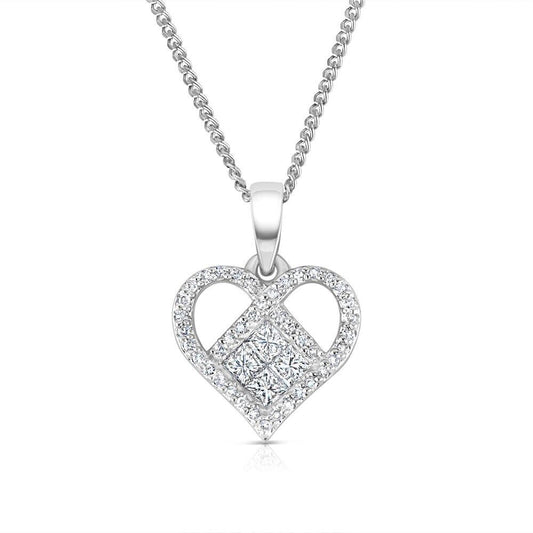9ct White Gold 0.33ctw Heart Diamond Pendant