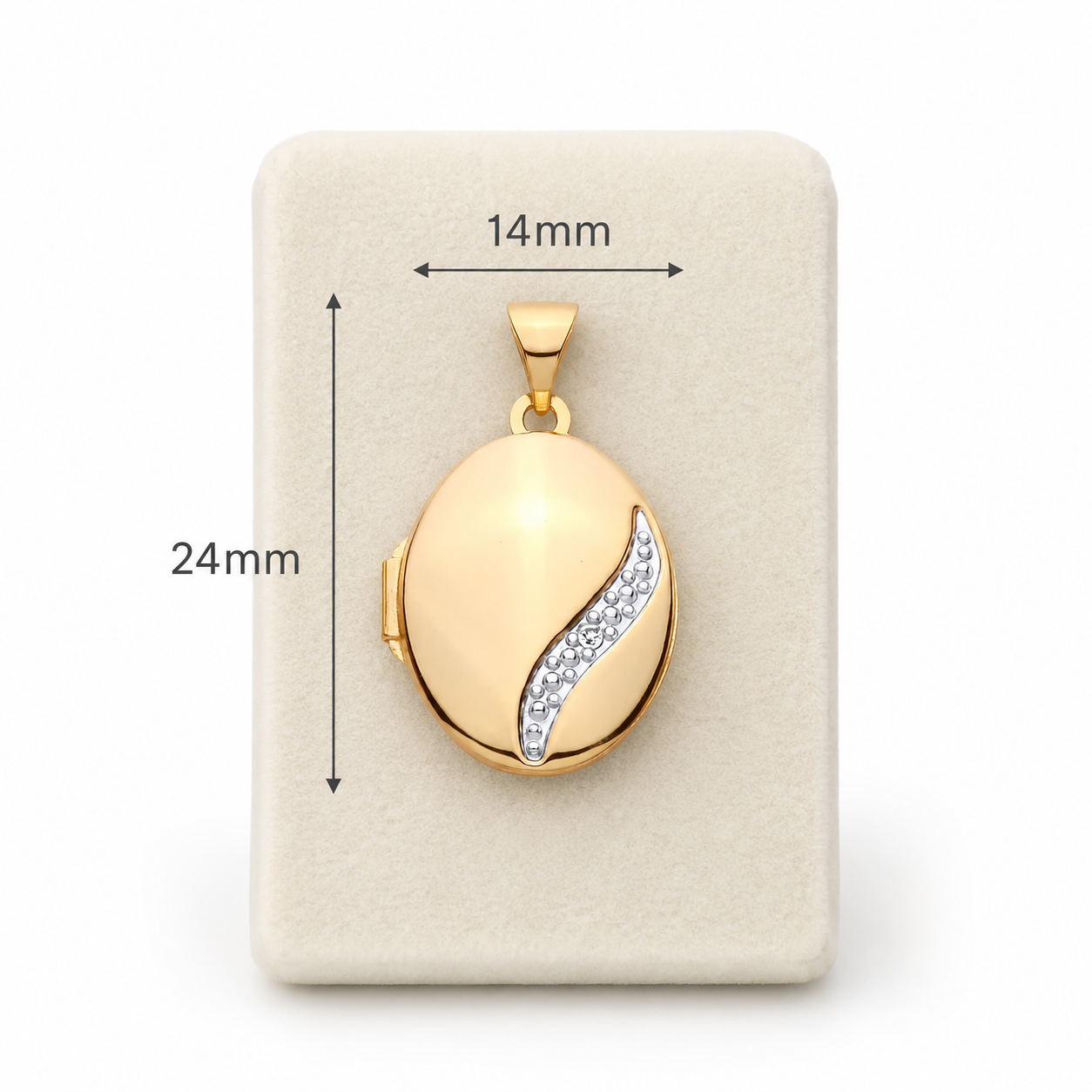 Elegant Oval Locket Pendant Real Diamond 18ct Gold on Solid Silver 18" Chain