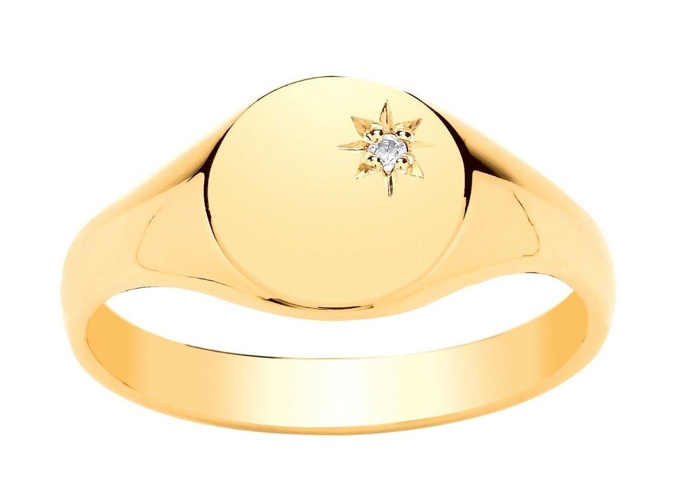 Diamond Signet Ring Heavyweight Yellow Gold Ladies Hallmarked size L - Q